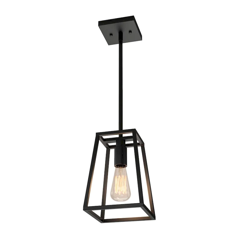 Artika Carter 1-Ligh Pendant with Amber Incandescent Bulb, Black