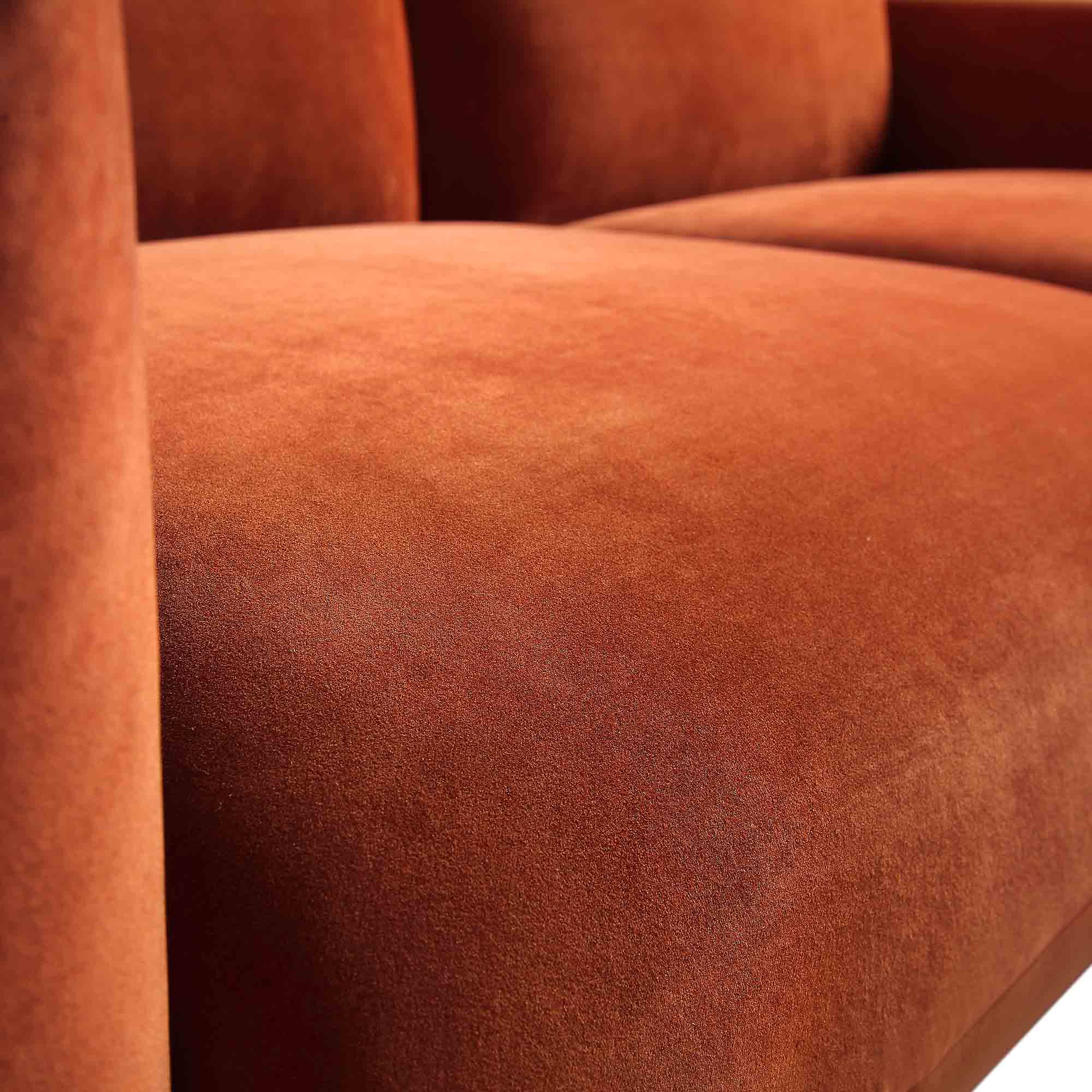 Three Seater Sofa, Rust Velvet