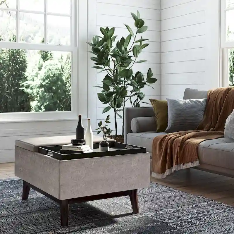 WYNDENHALL Ethan 34 inch Wide Mid Century Modern Rectangle Table Ottoman