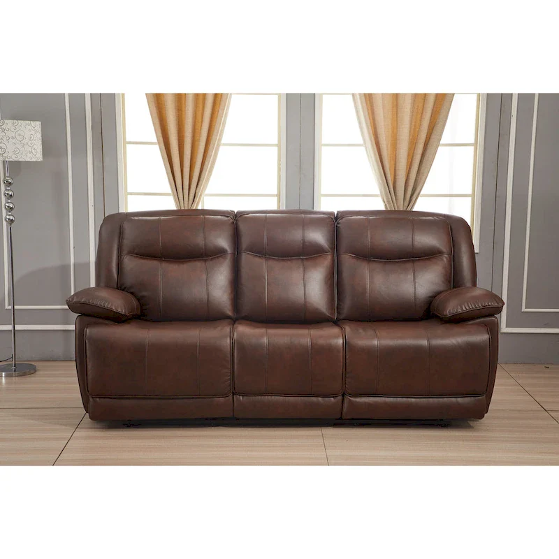 Bonded Leather Manual Reclining 3-Seat Sofa Couch