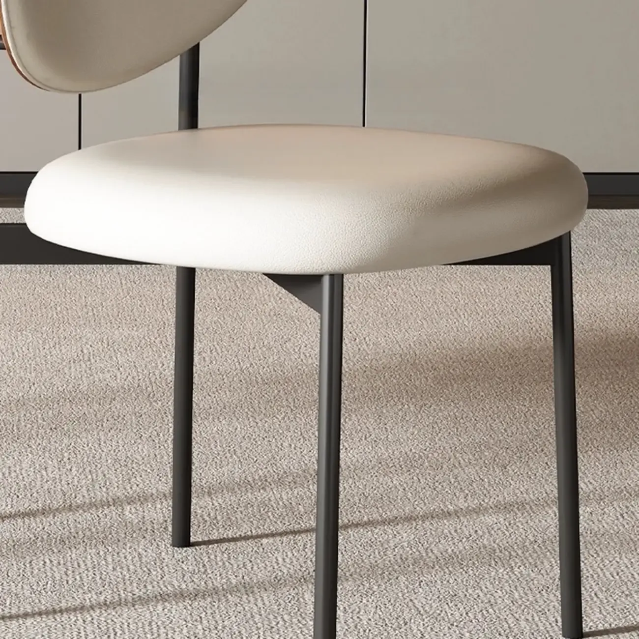 Mid-Century Modern Curved Back Leather Dining Chairs