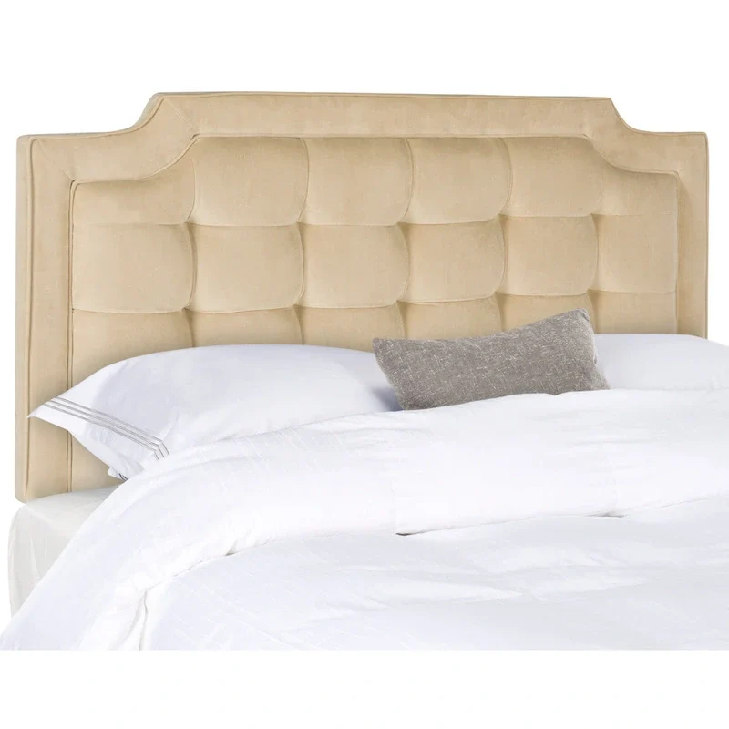 King Tufted Upholstered Headboard – Taupe, Hollywood Glam Style