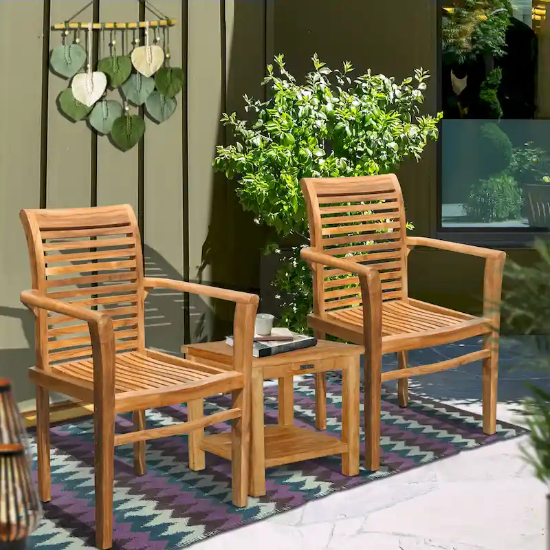 Chic Teak Rio Teak Wood Indoor/ Outdoor Stacking Arm Chair