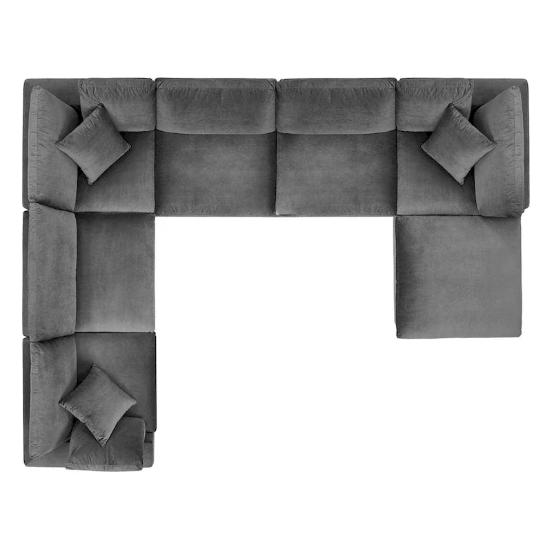 Commix Down Filled Overstuffed Velvet 7-Piece Sectional Sofa
