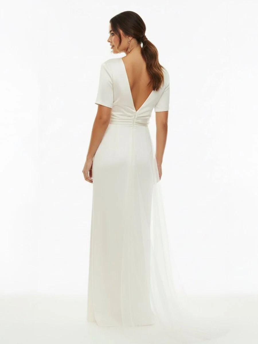 Sheath Engaged Noivas Wedding Dresses With Slit