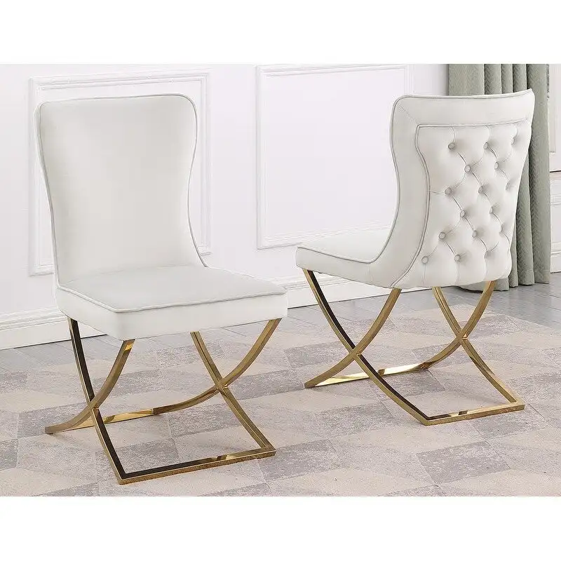 Best Master Furniture Leanne Velvet Upholstered Tufted Side Chairs - N/A