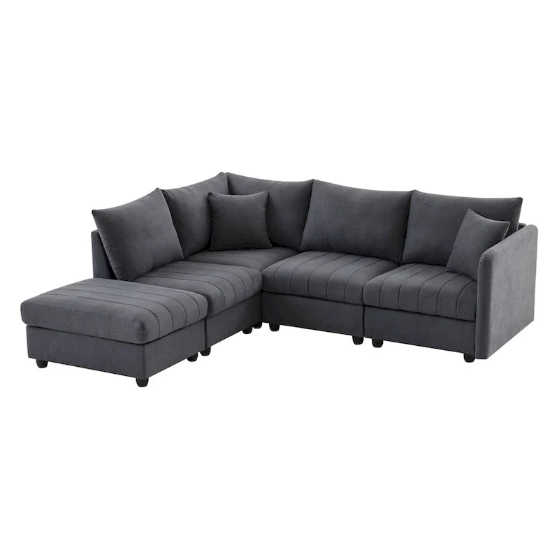 Modern Sectional Sofa with Vertical Stripes