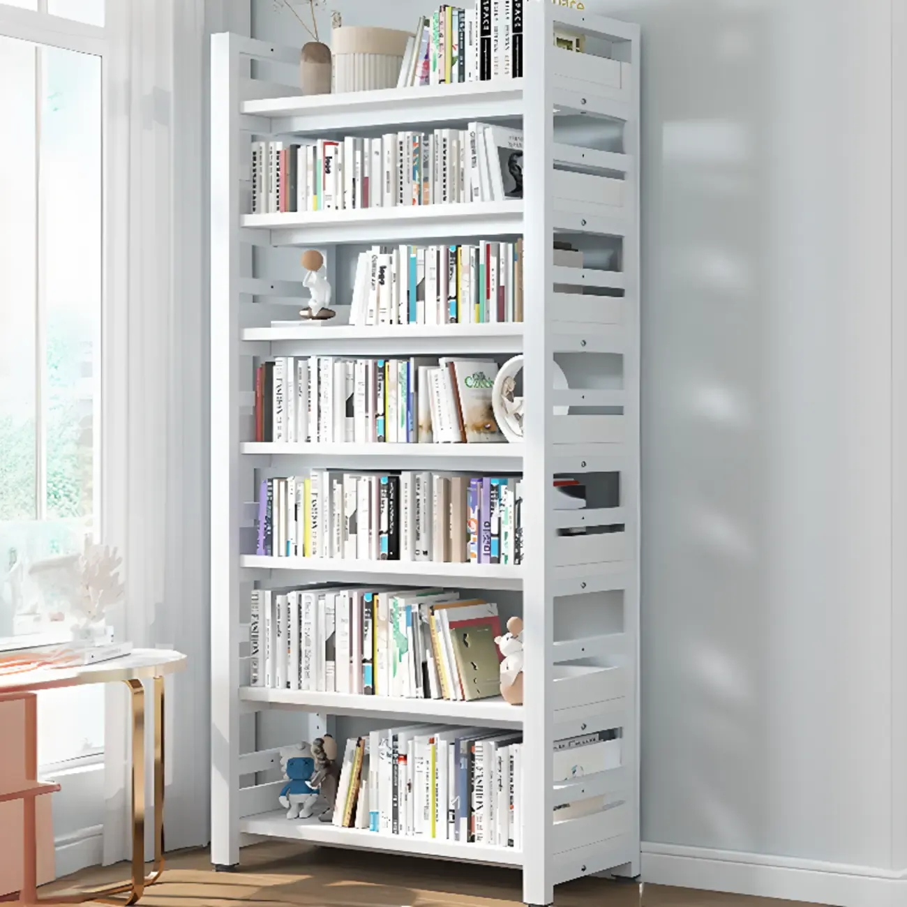 Modish Multi-Layer Open Back Wooden Tall Bookshelves