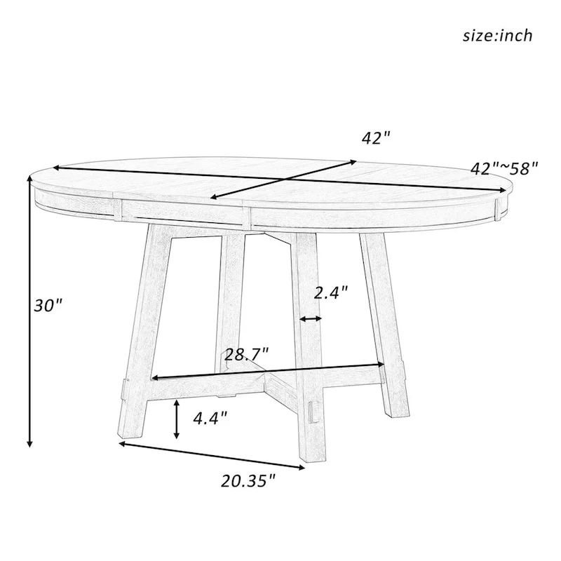 Round Extendable Wood Dining Table with 16 Leaf