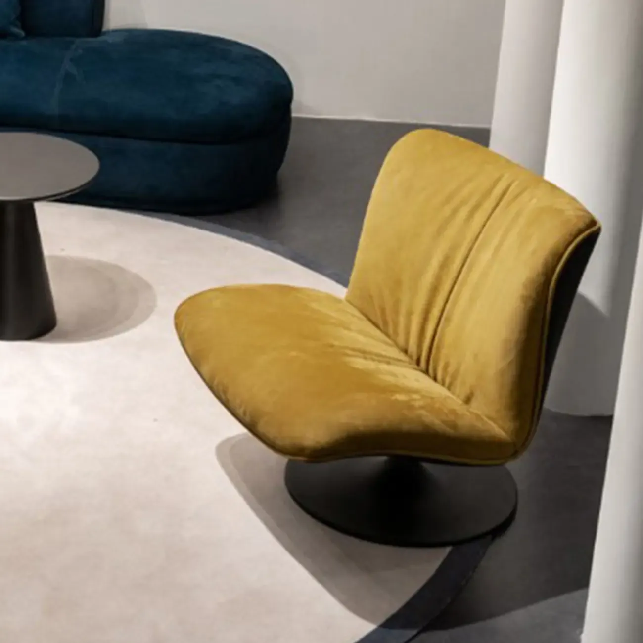 Swivel High-Back Tech Cloth Armless Accent Chair