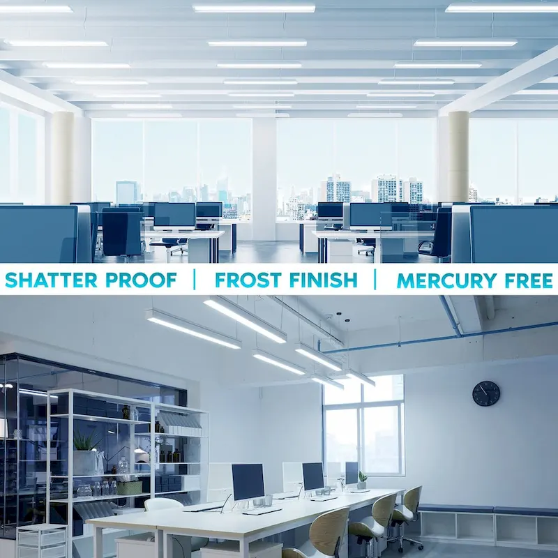 Luxrite 4FT T5 LED Tube Lights, 24W=54W, 45.78 , Ballast and Ballast Bypass Compatible, Damp Rated 4 Pack - N/A