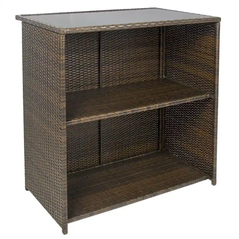 Outdoor 3-Piece PE Wicker Bar  with Table and Stools