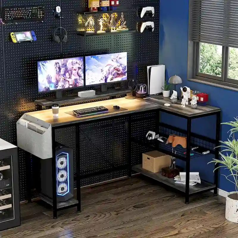 Small Gaming Desk with Power Outlets