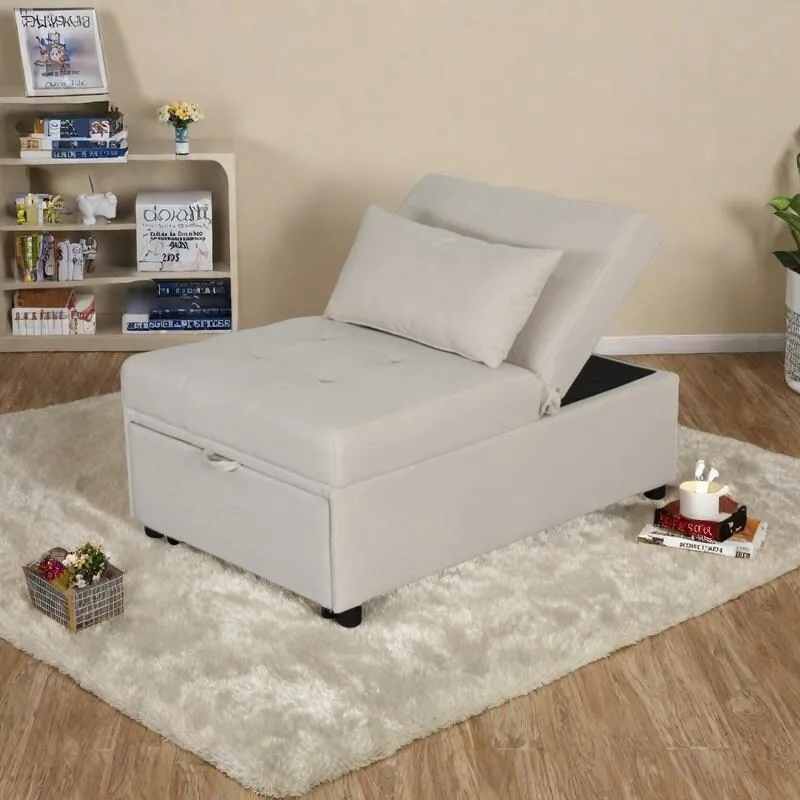 Multi-Functional Folding Ottoman Sofa Bed with Converts to Lounge Chair and Single Bed (264lb Capacity)