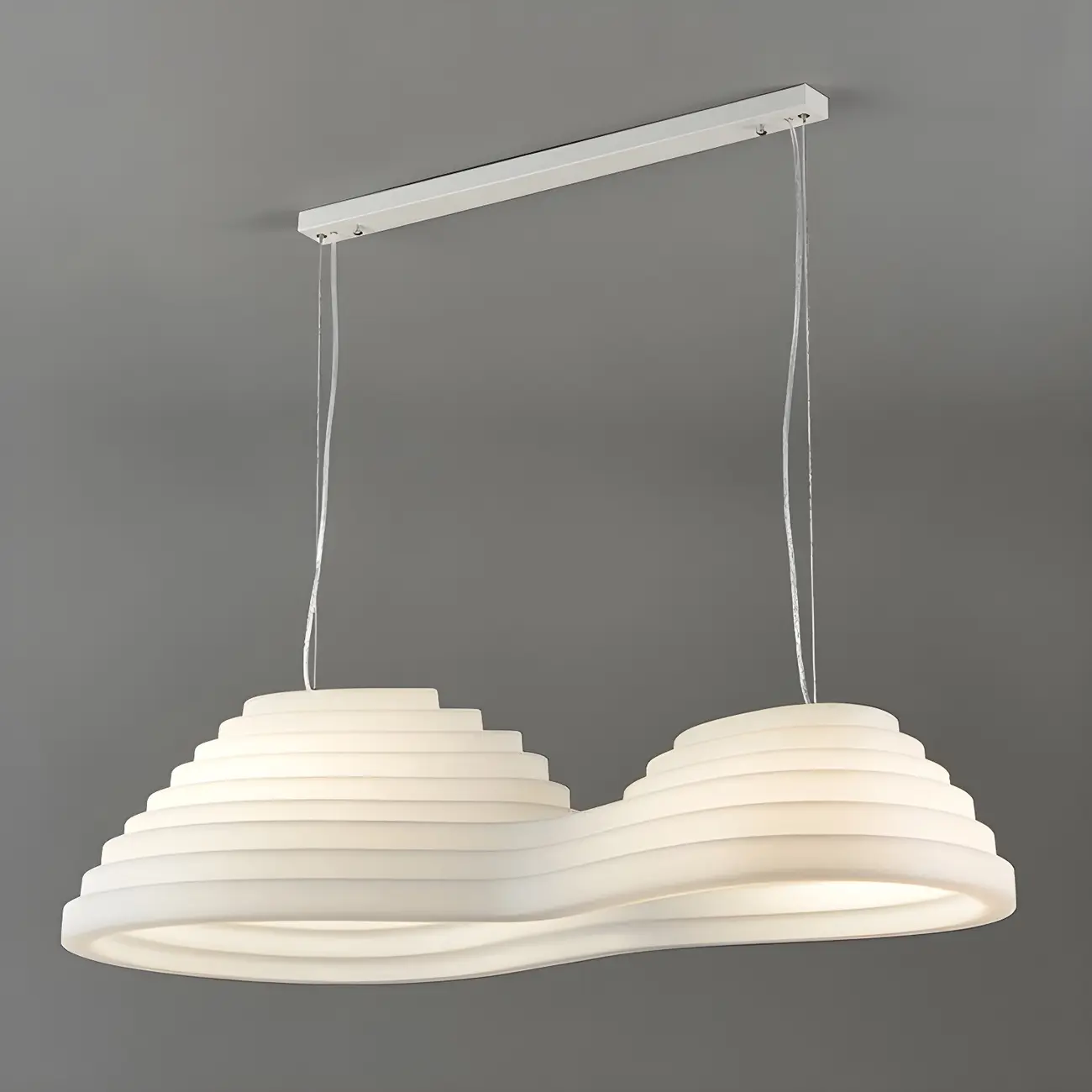 Geometric Large White 2-Light Island Pendant Light