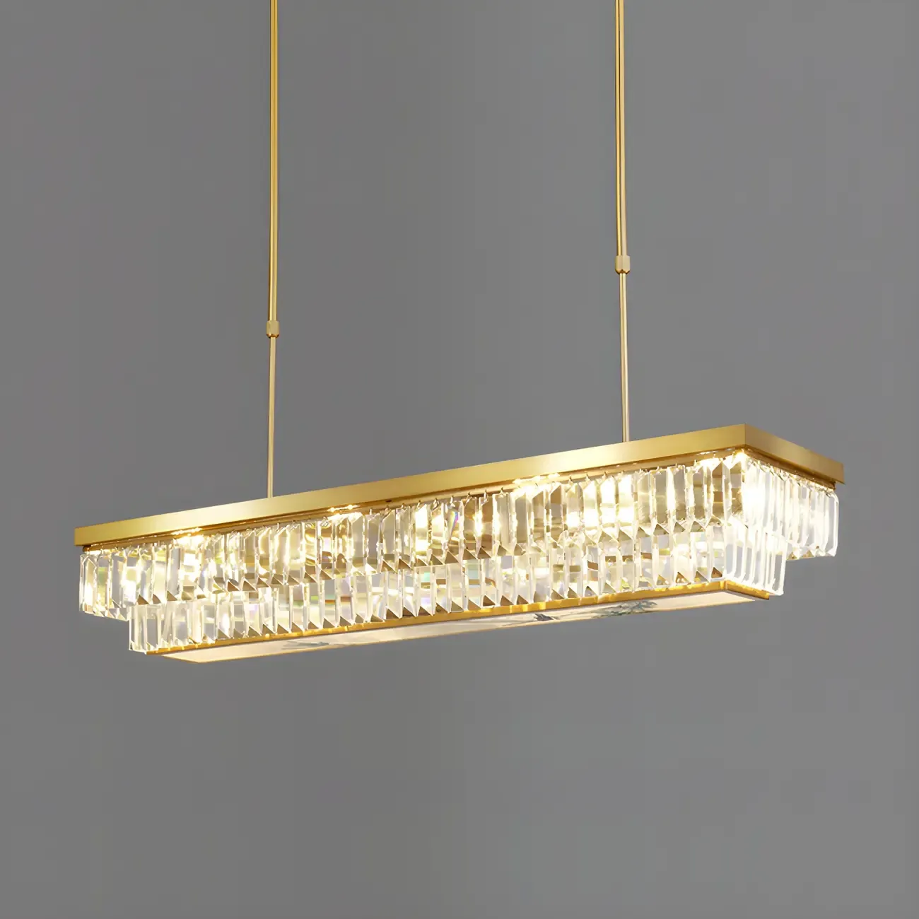 Modern Adjustable Crystal Pendant Light in Gold