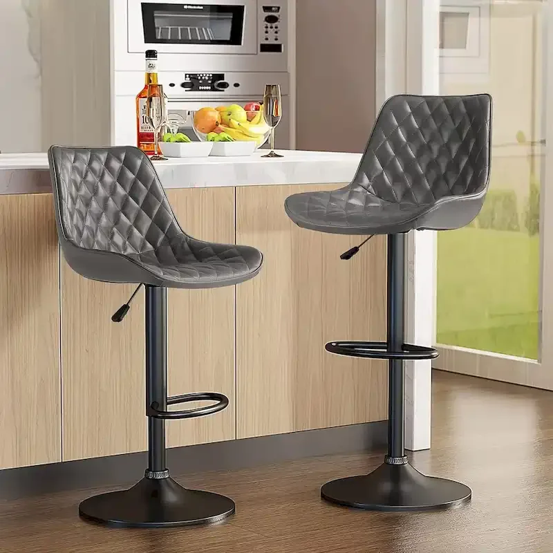 Bossin Bar Stools Set of 2 Height Adjustable,Swivel Counter Height Bar Stools with Back
