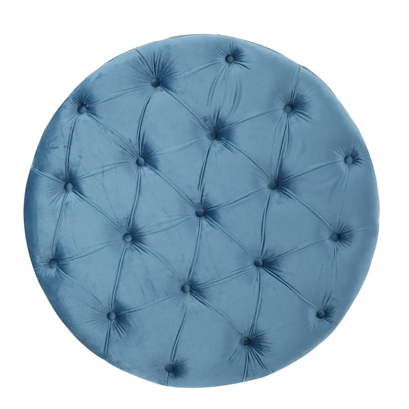 Zelfa Modern Glam Tufted Velvet Round Ottoman by Christopher Knight Home