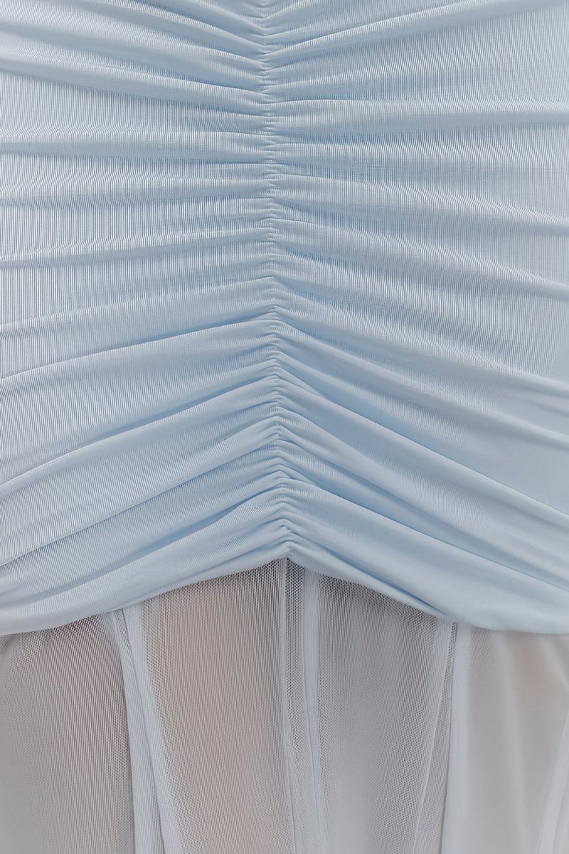 Ivory Mermaid Off The Shoulder Ruched Tulle Long Prom Dresses