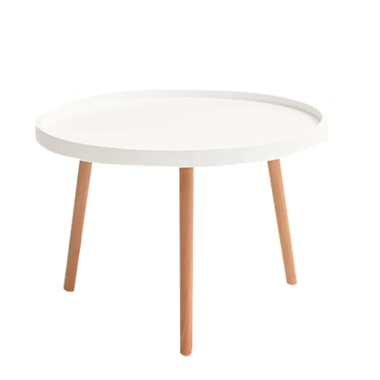 Modern Round Waterproof Coffee Table with Wood Three Leg
