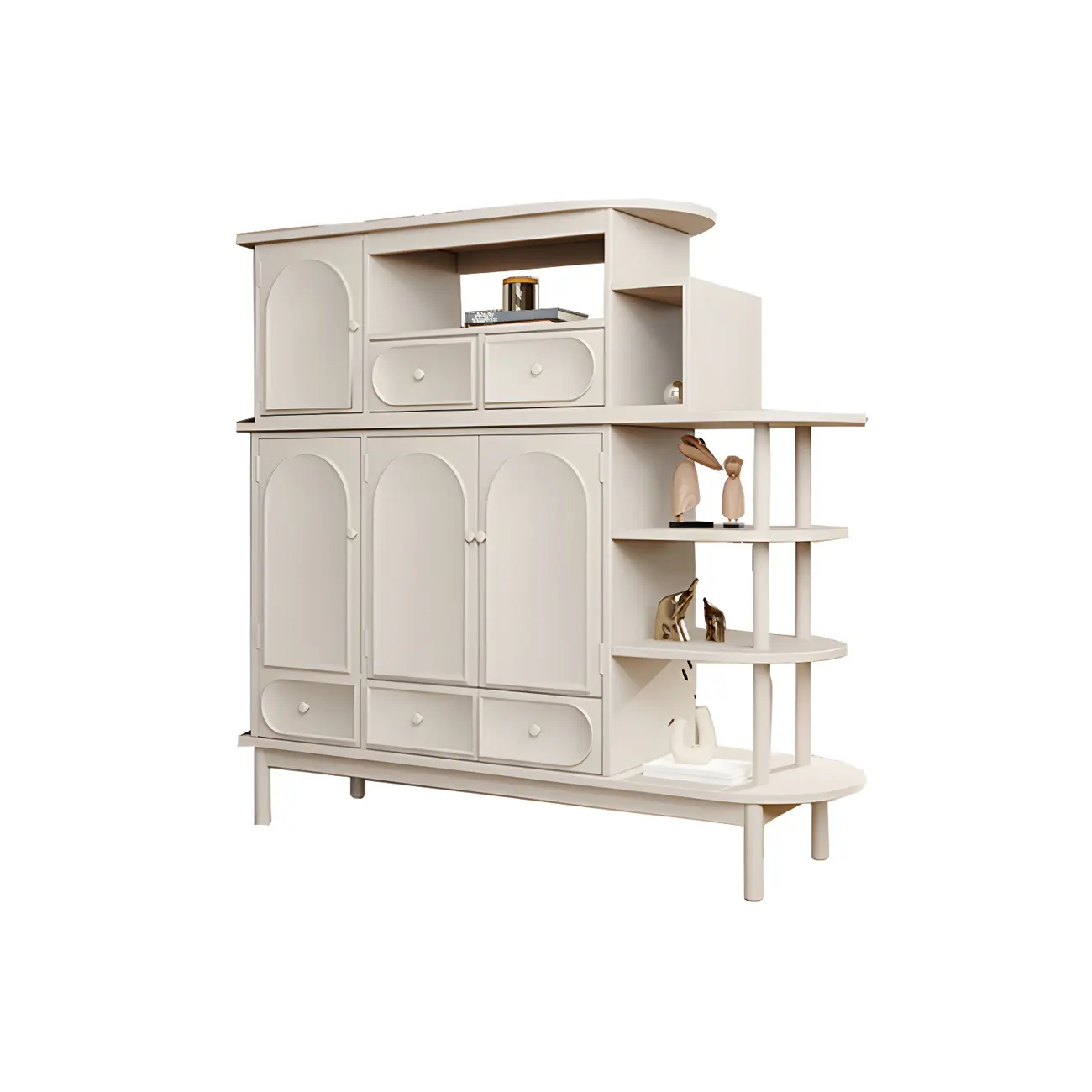 Modern White Wooden Multi-functional Utility Living Room Cabinet