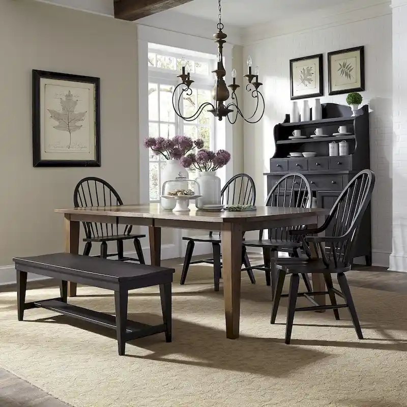 The Gray Barn Hearthstone Ridge Tobacco & Black 6 Piece Rectangular Table Set