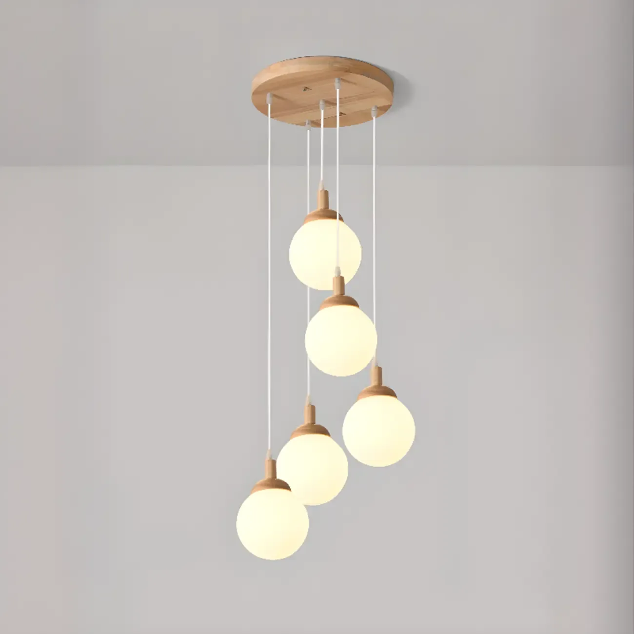 Milk Glass Cluster Pendant Light With Adjustable Length