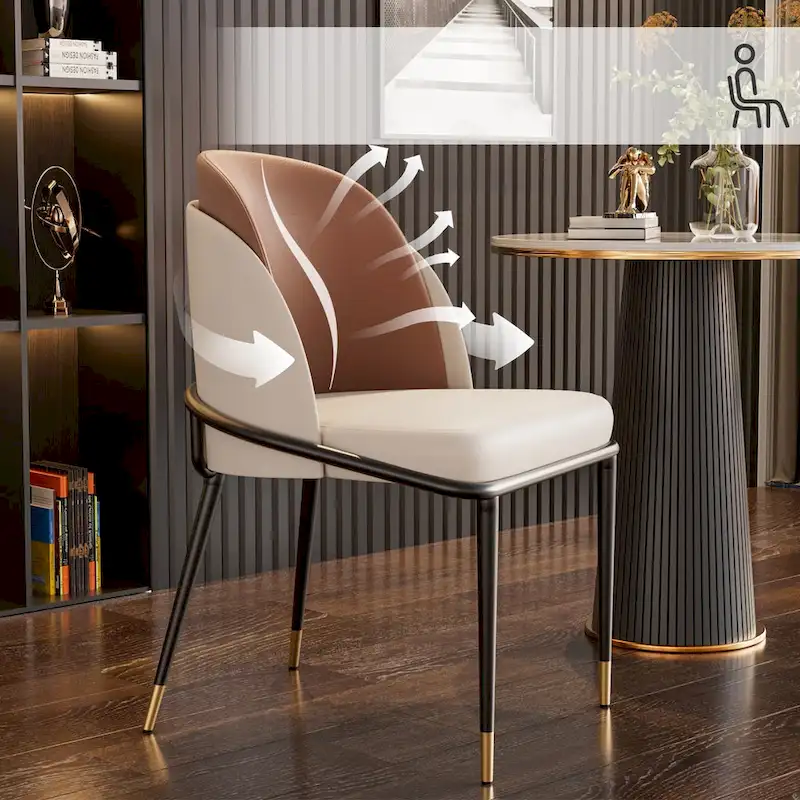 Set of 2 Microfiber Leather Upholstered Dining Chairs with Metal Legs - 20x21x32