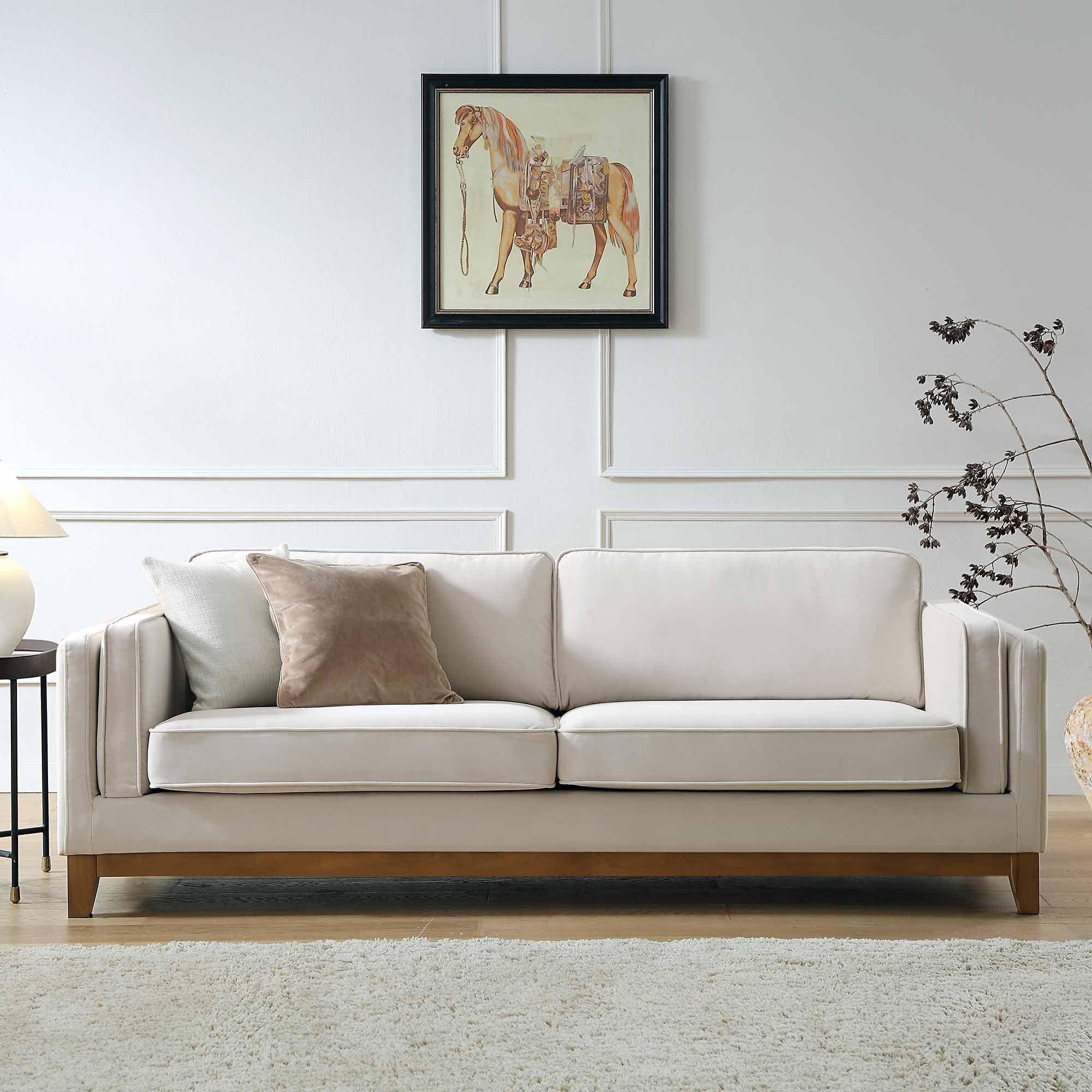 Champagne Velvet Sofa, 3-Seater