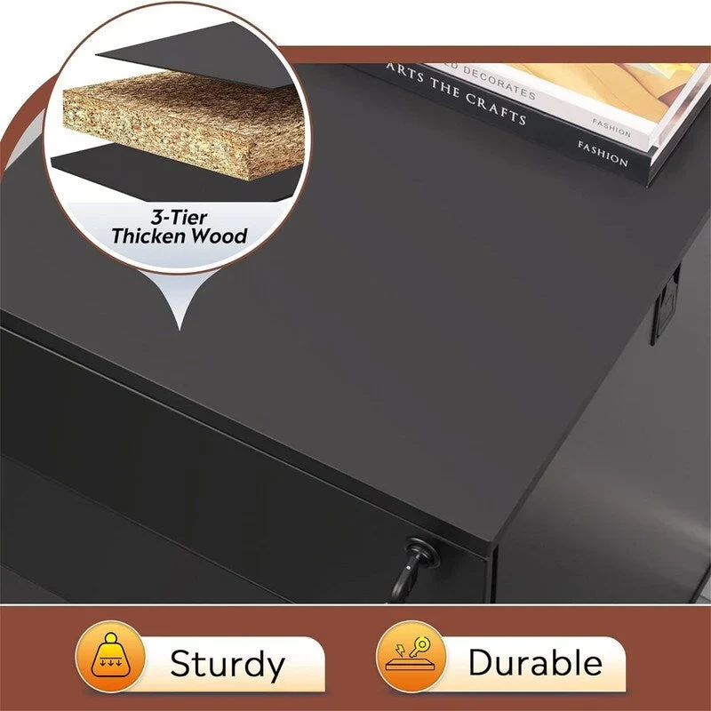 3 Drawer File Cabinet with Lock - 17.7 D x 15.5 W x 25.8 H