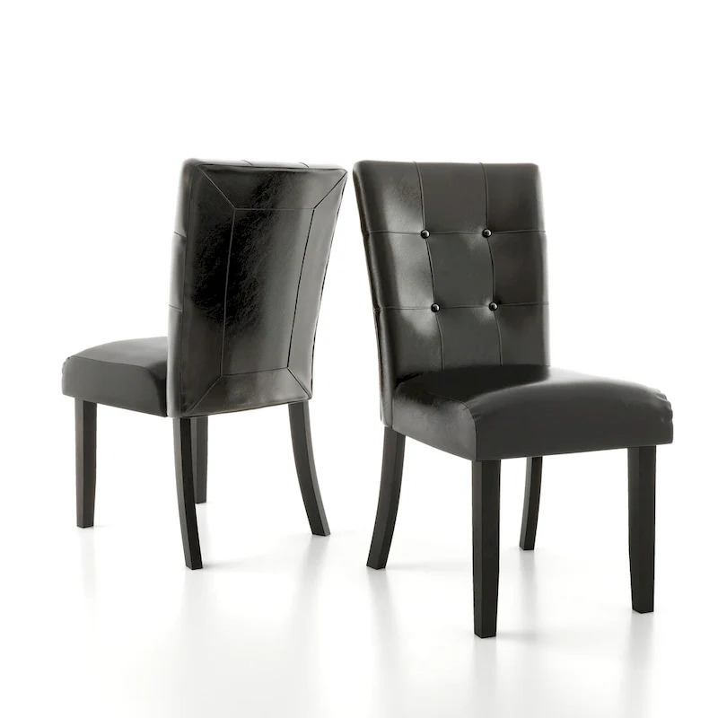 Lerc Contemporary Espresso Faux Leather Tufted Side Chair by Furniture of America (Set of 2)