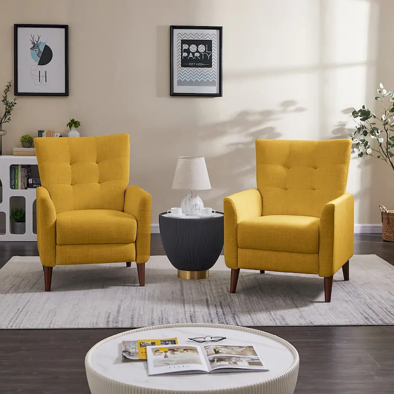 Modern Manual Recliner with Solid Wooden Legs