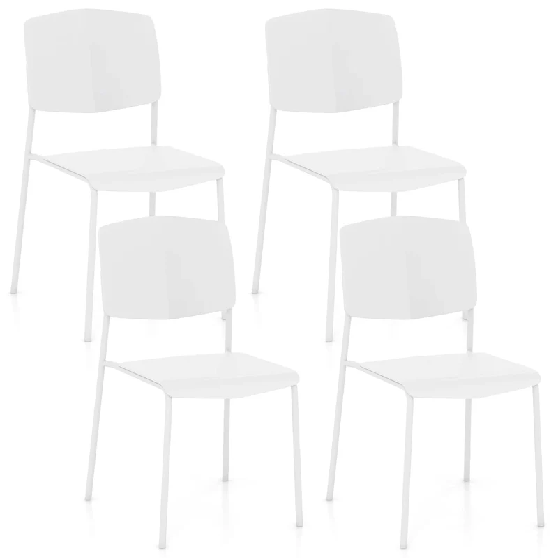 Gymax Dining Chair Set of 4 w/Ergonomic Backrest & Wide Seat Stackable
