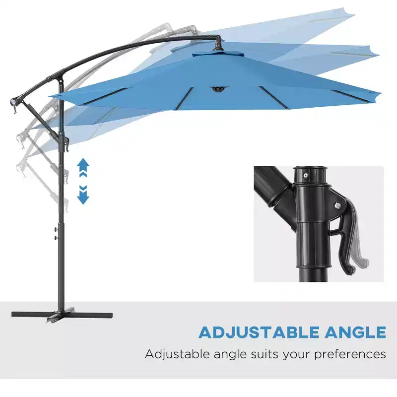 10' Cantilever Tilt Offset Patio Umbrella w/ UV & Water Safe Material & Cross Base (Weight Not Included)