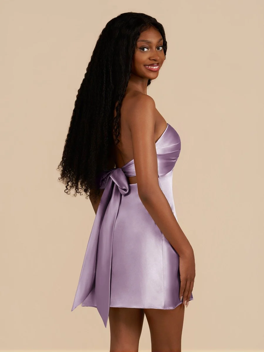 Lilac - Strapless A Line Short Homecoming & Cocktail Dresses With Keyhole