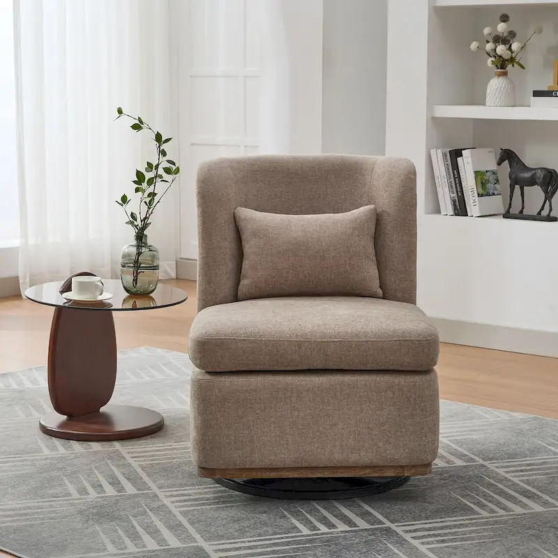 Chenille Armless Swivel Accent Chair