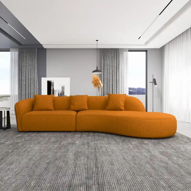 Gallar Japandi Style Luxury Modern French Boucle Curved Sofa