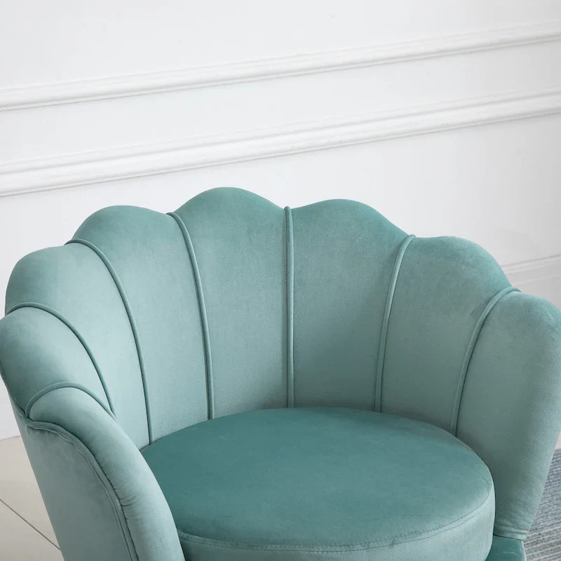 Green Velvet Lotus Accent Chair with Gold Legs - Single Seat