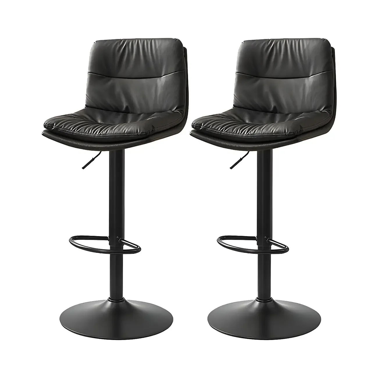 Modern Leather Saddle Swivel Adjustable Bar Stool