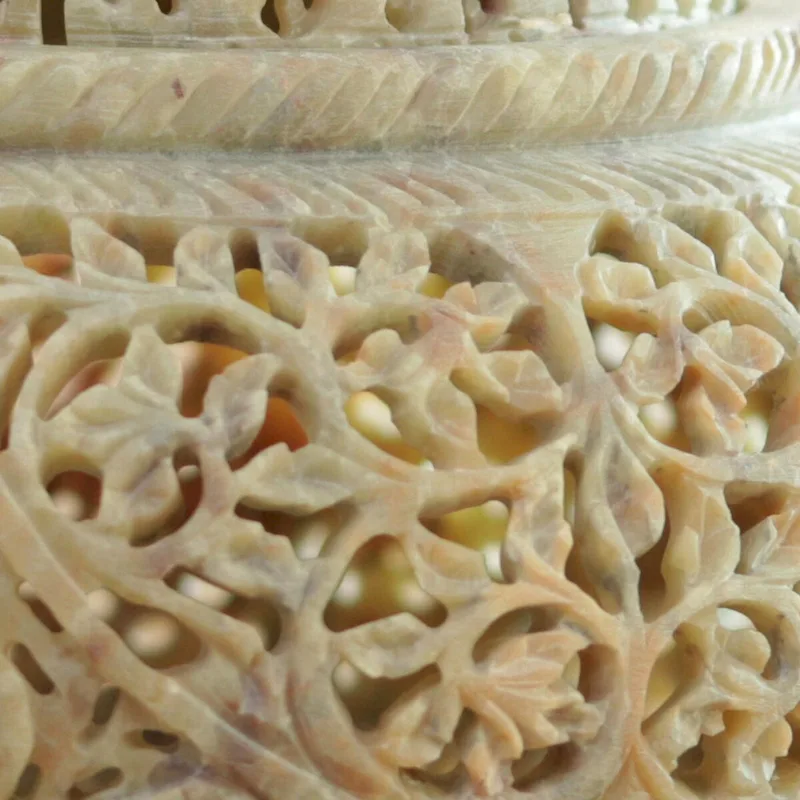 Handmade Elephant Luxuries Soapstone jar (India ) - 31 x 22 x 19