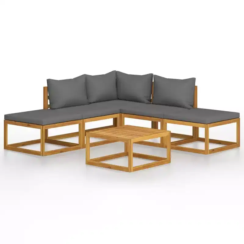 vidaXL Modular Garden Lounge Set with Cushions in Solid Acacia Wood