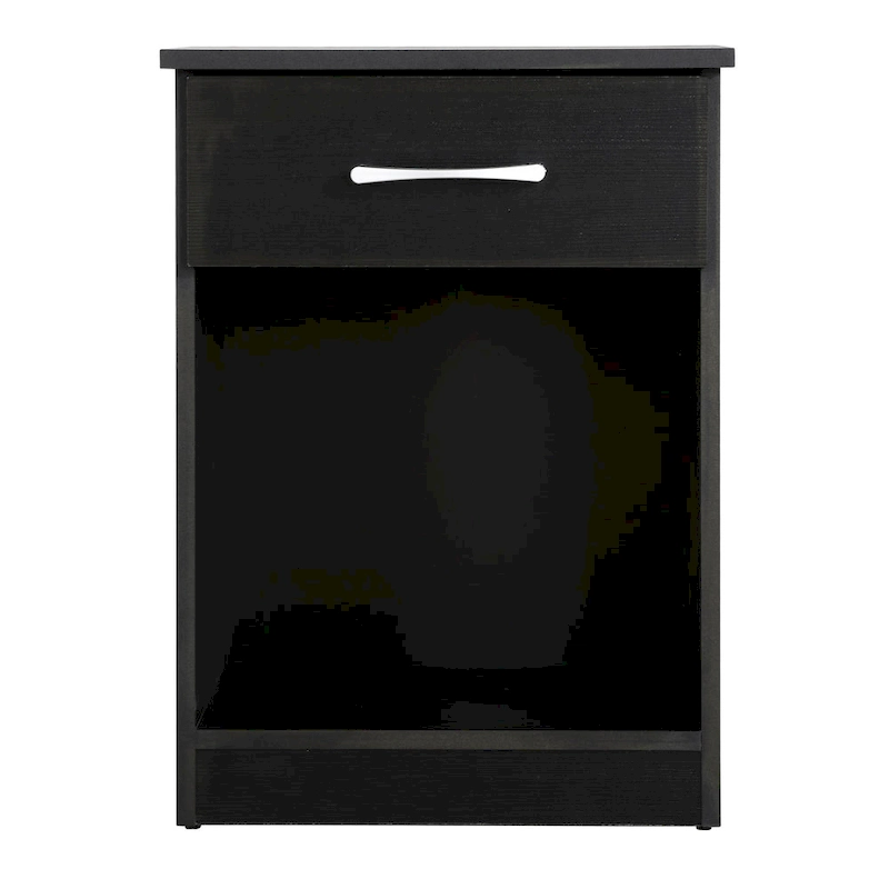 Modern 18-in Single-Drawer Wood Nightstand with Metal Hand Held and Open Rack