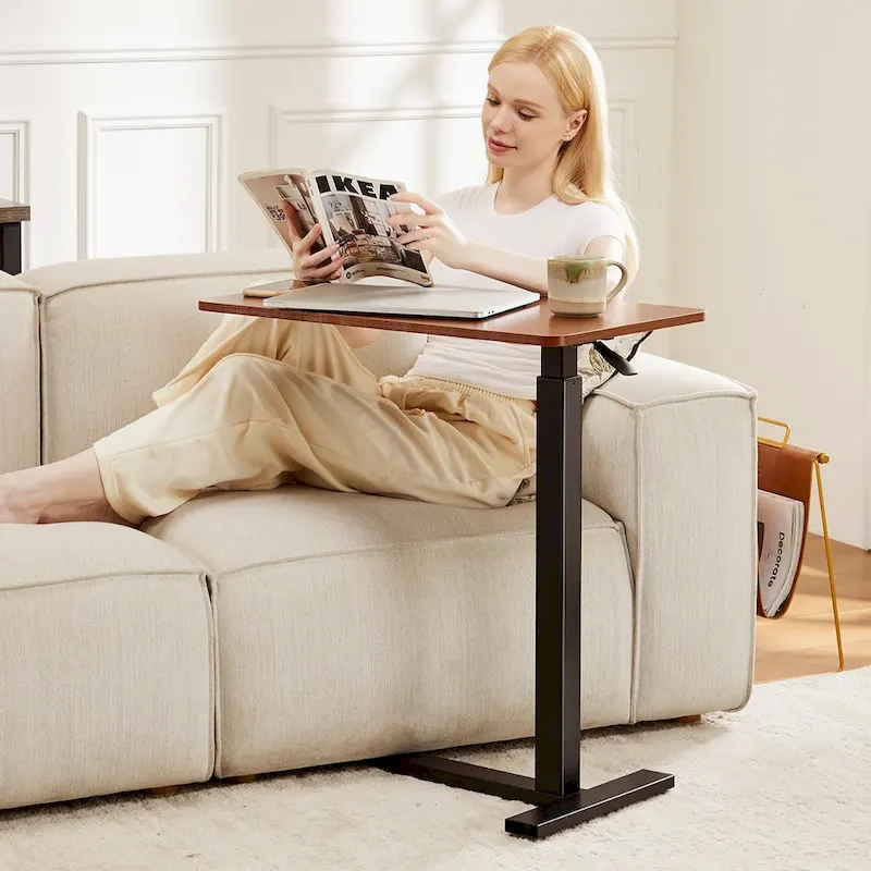 Adjustable Mobile Bed Desk Computer Desk Mobile Standing Desk Lifting Desk with Lockable Casters Portable L-Shaped Desks