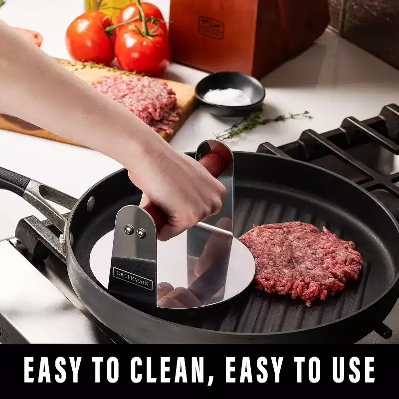 Bellemain 6 Stainless Steel Smash Burger Press with Wooden Handle Perfect for Grill & Griddle