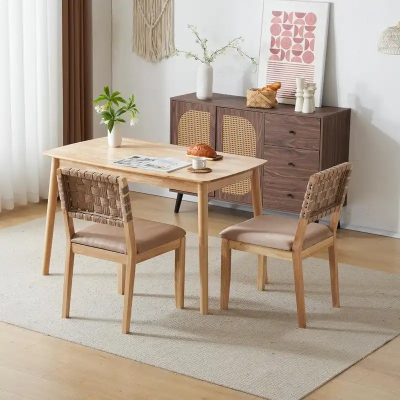 Mid Century Modern Wooden Dining Chairs Set of 2