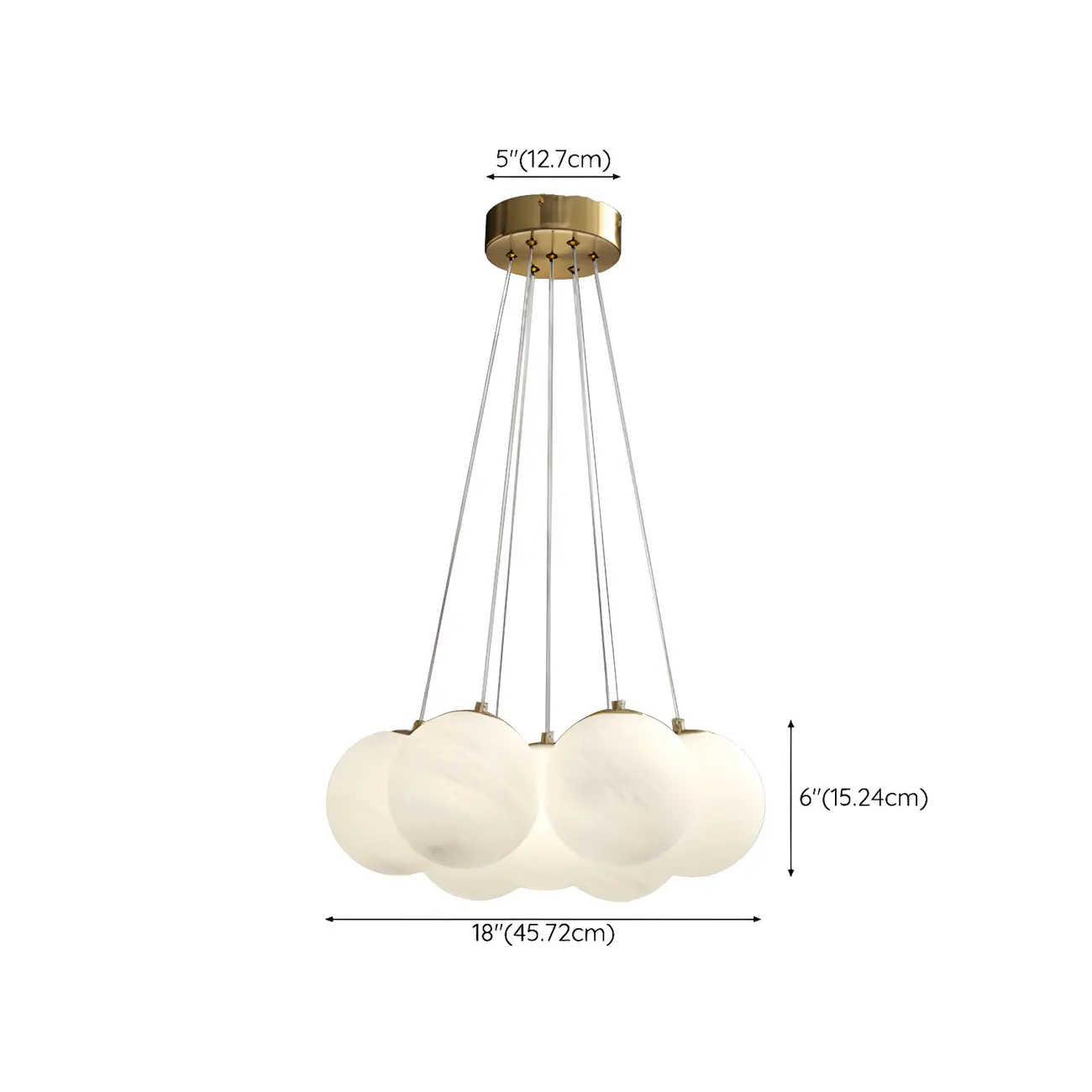 Adjustable White Glass Cluster Sphere Chandelier Modern Elegant