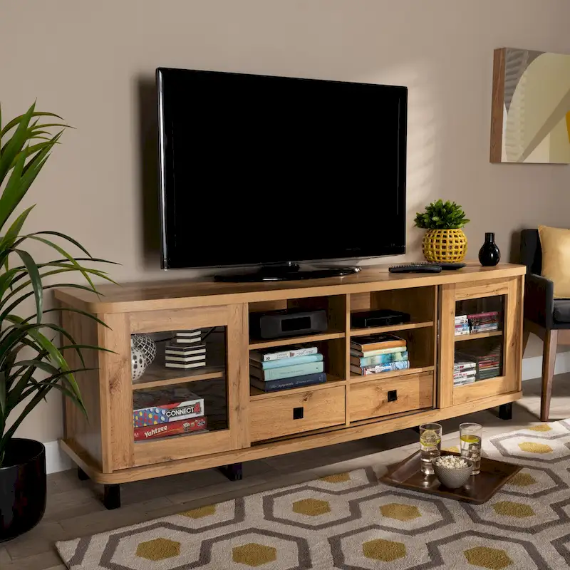 Walda Modern and Contemporary Wood TV Stand with 2-Drawer