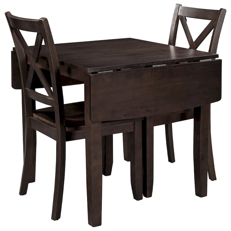 Merax 3-Piece Wood Drop Leaf Breakfast Nook Dining Table Set