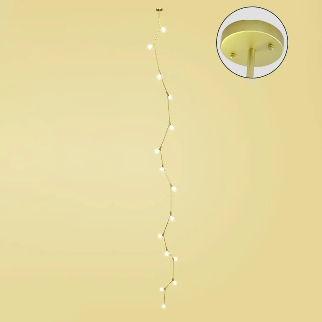 Modern Gold Branch Globe Glass Downrod Stairwell Chandelier