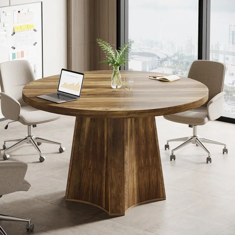 Round Conference Table for 4-6 People, 47-Inch Meeting Table